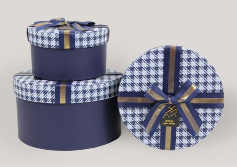 Набор коробок 3 шт, 20*20*11; 17*17*9.5; 14*14*8, синий