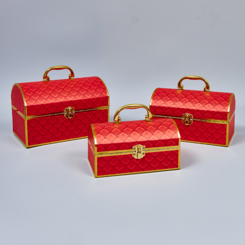 Набор коробок Золотой Сундучок 3 шт., 25.6*16.5*16.8Hсм/23*14.5*14.8Hсм/20.5*11.5*11.8Hсм, красный