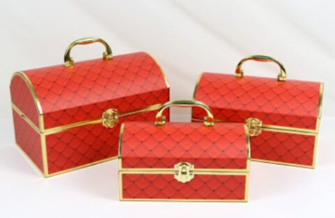 Набор коробок Золотой Сундучок 3 шт., 25.6*16.5*16.8Hсм/23*14.5*14.8Hсм/20.5*11.5*11.8Hсм, красный