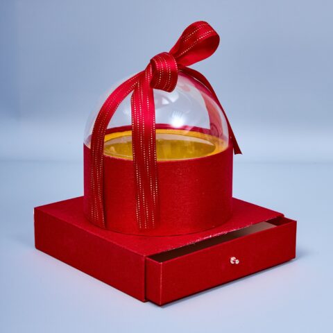 Коробка акриловая с ящиком, 20*20*20см, красный