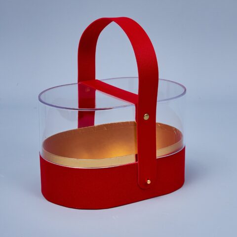 Коробка акриловая подарочная с ручкой, 19*13*12см, красный