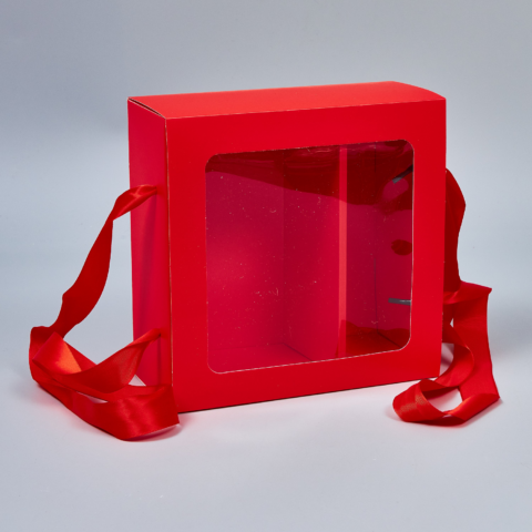 Коробка подарочная №3, 20*20*8см-сборная, ягодный