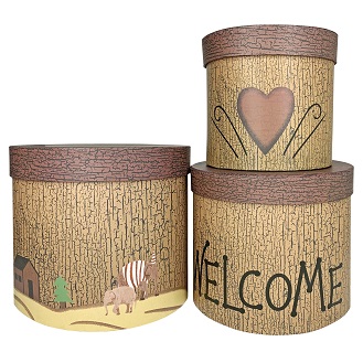 Набор шляпных коробок 3шт L.20x17.2cm M.17.5x14.6cm S.14x12.6cm