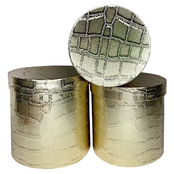 Набор коробок металл, 3шт, 19.5x19cm;17.5x17cm; 15.5x15cm, Золотой  (W6608 B)