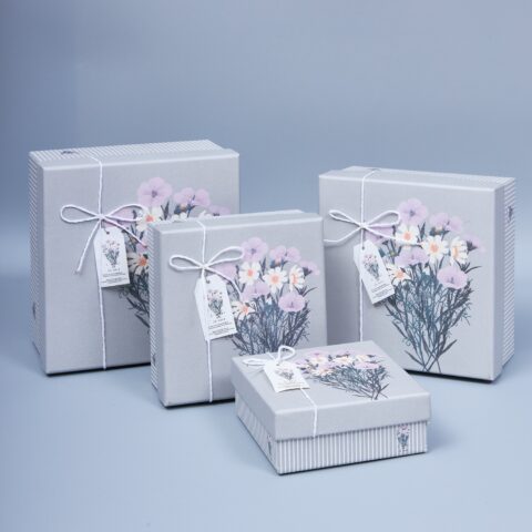 Набор коробок 4шт L19*19*10.5 M17*17*9 S15*15*7 XS13*13*5, серый