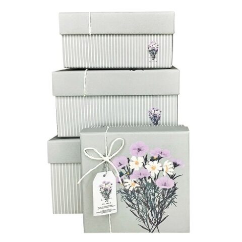 Набор коробок 4шт L19*19*10.5 M17*17*9 S15*15*7 XS13*13*5, серый