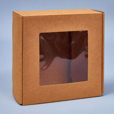 Подарочная коробка с окном,15*15*7см-сборная, крафт