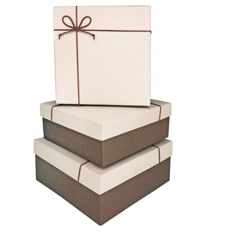 Набор коробок 3шт L24*24*11/M22*22*9/S20*20*6.8, бежевый