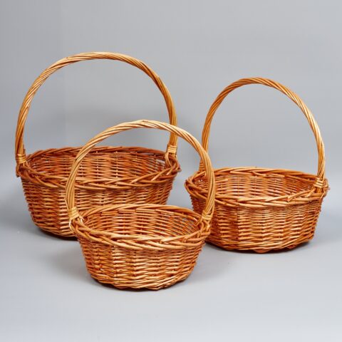 Корзины из ивы 41*41*16/41, 34*34*14/36, 27*27*12/31, 3шт, круг, медовый