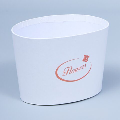 Коробка подарочная (стаканчик-овал) 14*10,6см/12,4*8,3см/H10см белый