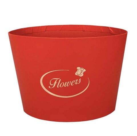 Коробка подарочная (стаканчик-овал) 14*10,6см/12,4*8,3см/H10см красный