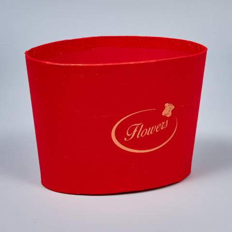 Коробка подарочная (стаканчик-овал) 14*10,6см/12,4*8,3см/H10см красный