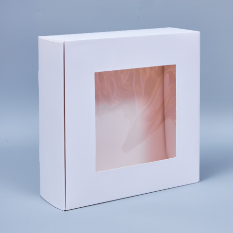 Подарочная коробка с окном, 25*25*9см-сборная, белый