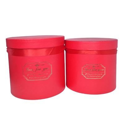 Набор коробок с ручкой-лентой, 2 шт, красный, 22*20,5см/20*18,5см