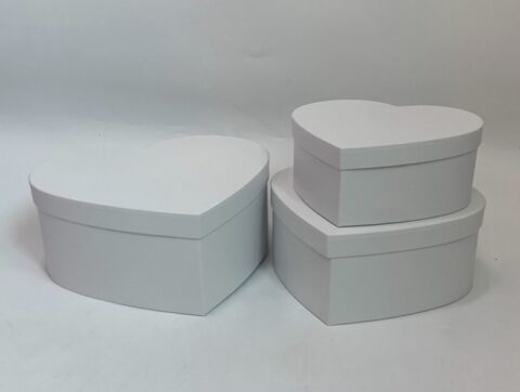 Набор коробок Сердце, 3 шт, 28,3x*25,8*13,5cm, 24,5*22,8*11,5cm, 21*20*9,5cm, белый