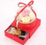 Коробка акриловая с ящиком и крышкой, 14,5.*14.5*16см, красный