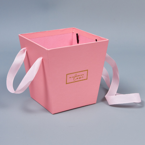 Коробка под цветы конус 14.5x11x15cm, розовый