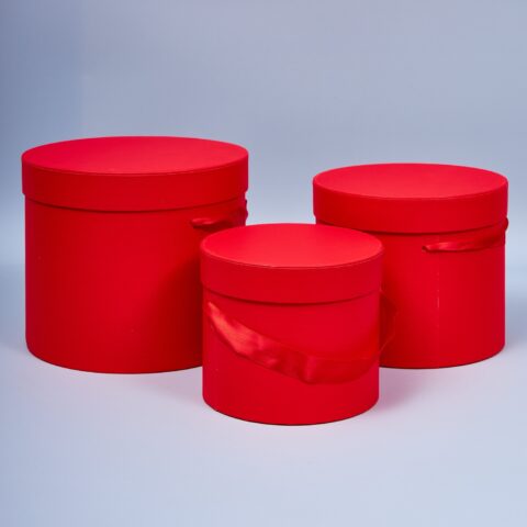 Набор коробок с лентой 3шт, красный 22.3*5см/20*17см, 18.2*14см