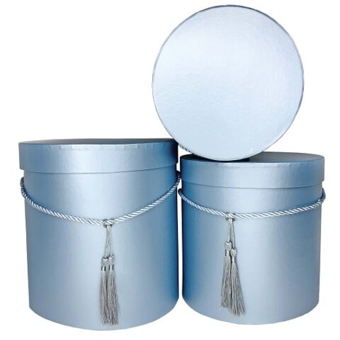 Набор шляпных коробок, 3шт, L:22.5x22.5cm;M:20x20cm;S:17.5x17.8cm, синий