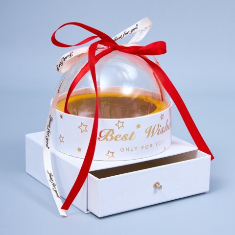 Коробка акриловая с ящиком и крышкой, 14,5.*14.5*16см, белый