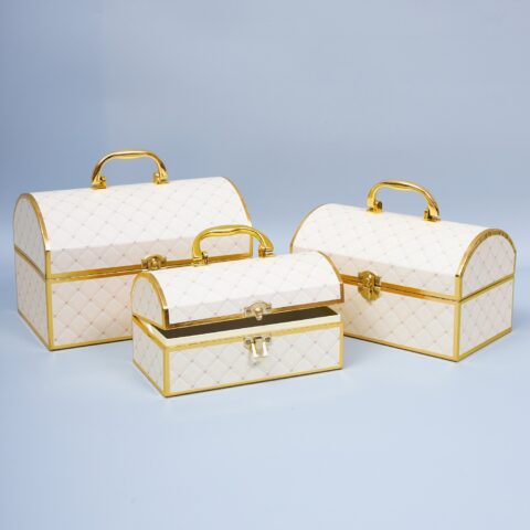 Набор коробок Золотой Сундучок 3 шт., 25.6*16.5*16.8Hсм/23*14.5*14.8Hсм/20.5*11.5*11.8Hсм, кремовый
