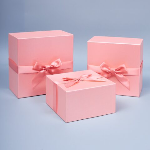 Набор коробок подарочных перламутр 3 шт 20x20x11см, 18x18x10см, 16x16x9см, розовый