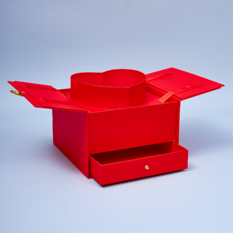 Коробка-трансформер с ящиком, 25*23,5*15,5, красный