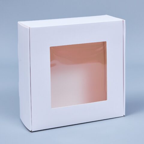 Подарочная коробка с окном, 20*20*8см-сборная, белый