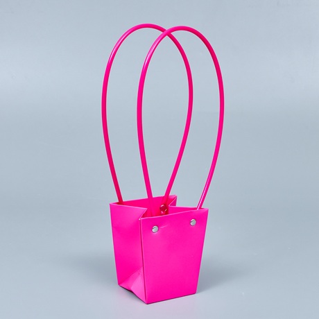 Картонный пакет с ручками, 9*6,5*10см, фуксия