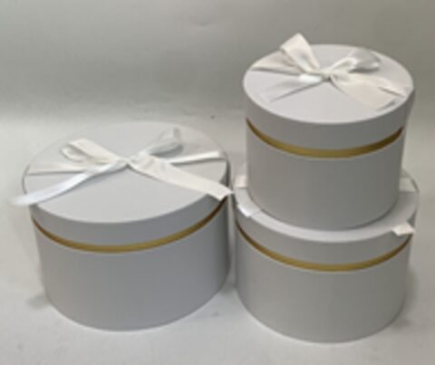 Набор коробок с золотой полоской 3 шт, L:25x15см, M:22x14см, S:18x13.2см, белый