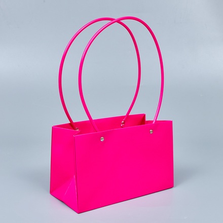 Картонный пакет с ручками, 22*10,5*13,5см, фуксия