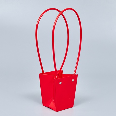 Картонный пакет с ручками, 9*6,5*10см, красный