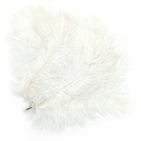 Перо страуса 15-20 см, упак. 10 шт, белый