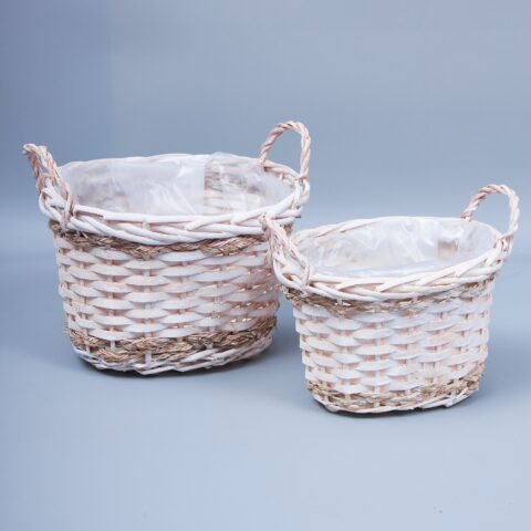 Корзины из ивы 26*21*17 B19*14; 21*16*14,5 B14,5*9,5, 2шт, овал, белый
