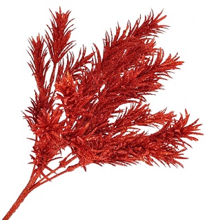 Ветка 30см. с глиттером, красный
