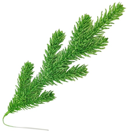 Ветка 40см. еловая с глиттером, зеленый