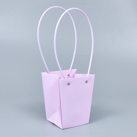 Картонный пакет с ручками, 13*9,5*15,5см, нежно-сиреневый