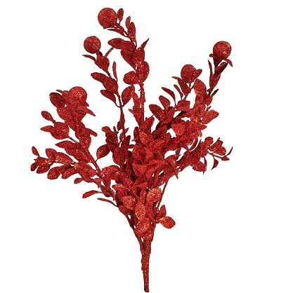 Ветка 35см. с глиттером, красный