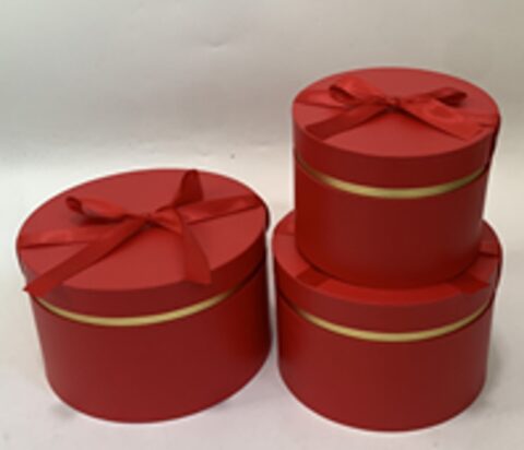 Набор коробок с золотой полоской 3 шт, L:25x15см, M:22x14см, S:18x13.2см, красный