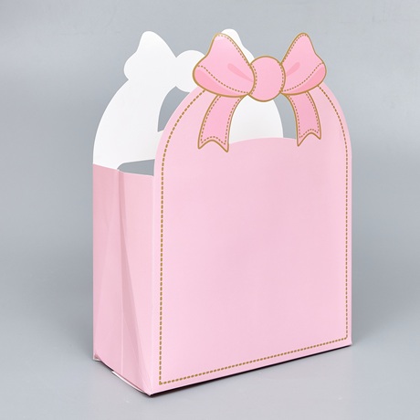 Сумочка подарочная, картон, 33*25*12см, розовый
