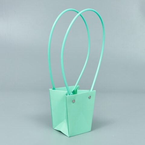 Картонный пакет с ручками, 9*6,5*10см, ментол