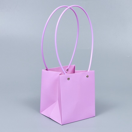 Картонный пакет с ручками, 13*12*15см, нежно-сиреневый