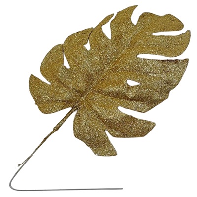 Лист на вставке с глиттером, 40*15см, золотой