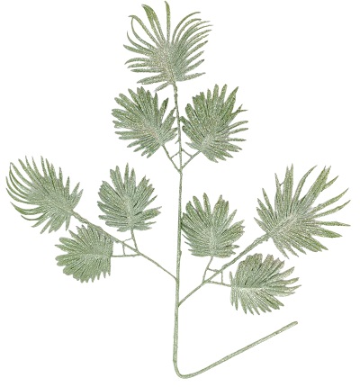 Ветка 70см. листья с глиттером, нефритовый