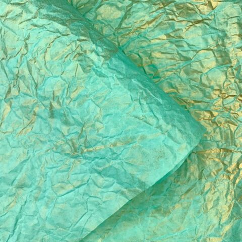 Бумага Жатая 70см*5м с золотом светло-зеленый