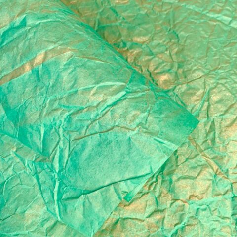 Бумага Жатая 70см*5м с золотом ярко-зелёный