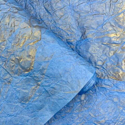 Бумага Жатая 70см*5м с золотом синий