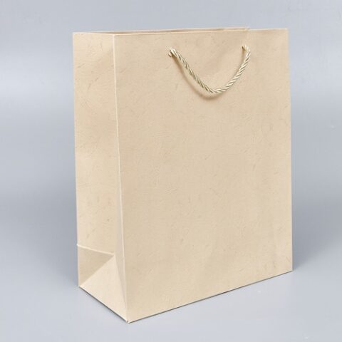 Пакет однотонный, 32*26*12см, охра. Дизайнерская бумага