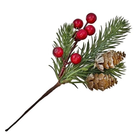 Ветка 15см. с ягодами и шишками