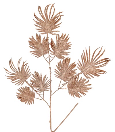 Ветка 70см. листья с глиттером, бронзовый